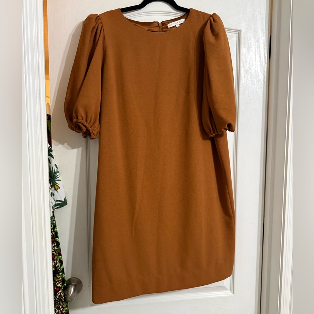 Preston & York Rust Puff-Sleeve Shift Dress
